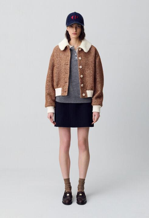 Faux Fur Collar Short Coat by CLAUDIE PIERLOT
