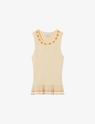 Floral-Embellished Peplum-Hem Knitted Top by CLAUDIE PIERLOT