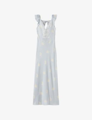 Floral-Print Lace-Trim Satin Maxi Dress by CLAUDIE PIERLOT