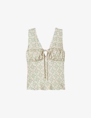 Floral-Print V-Neck Satin Top by CLAUDIE PIERLOT