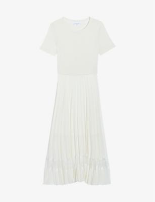 Lace-insert pleated cotton midi dress by CLAUDIE PIERLOT