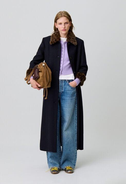 Long leopard-print wool coat by CLAUDIE PIERLOT