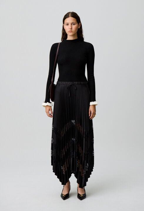 Pleated satin and lace skirt by CLAUDIE PIERLOT