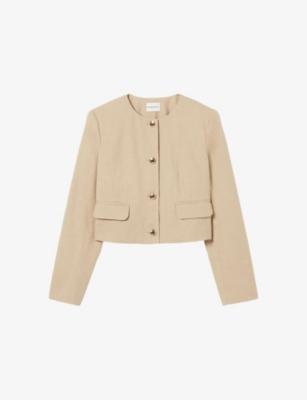 Round-Neck Cropped Linen-Blend Jacket by CLAUDIE PIERLOT