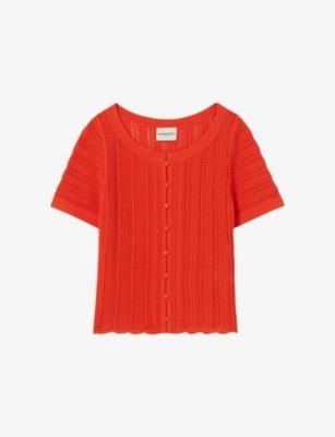 Short-Sleeved Button-Front Crochet Top by CLAUDIE PIERLOT