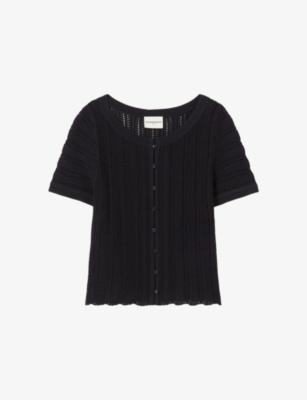 Short-Sleeved Button-Front Crochet Top by CLAUDIE PIERLOT