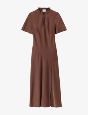Short-Sleeved Keyhole Satin Midi Dress by CLAUDIE PIERLOT