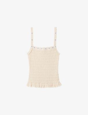 Sleeveless Floral-Embroidered Stretch-Woven Top by CLAUDIE PIERLOT