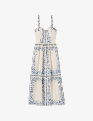 Sleeveless Floral-Print Linen Midi Dress by CLAUDIE PIERLOT
