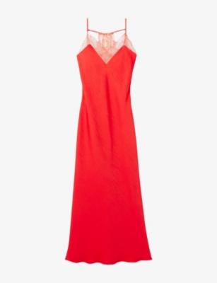 Sleeveless Lace-Trim Satin Maxi Dress by CLAUDIE PIERLOT