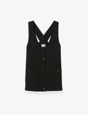 Sleeveless Lace-Trim Stretch-Woven Pinafore Dress by CLAUDIE PIERLOT Sleeveless Lace-Trim Stretch-Woven Pinafore Dress by CLAUDIE PIERLOT