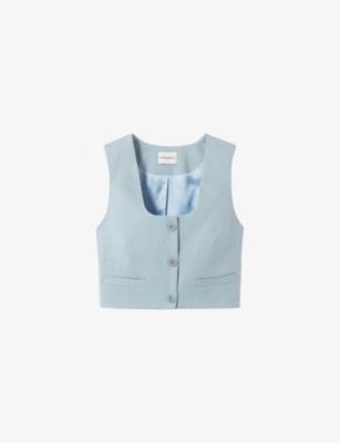 Square-Neck Cropped Linen-Blend Top by CLAUDIE PIERLOT