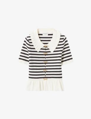 Striped Frill-Collar Stretch-Knit Jumper by CLAUDIE PIERLOT