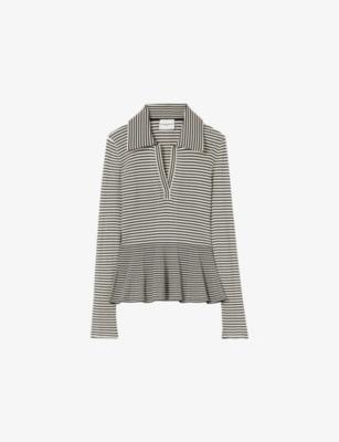 Striped Ribbed Knitted Polo Top by CLAUDIE PIERLOT