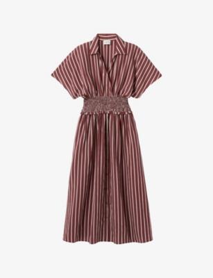 Striped Shirred-Waist Woven Midi Dress by CLAUDIE PIERLOT