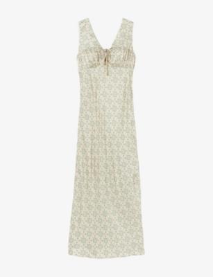 Tie-Neck Patterned Satin Midi Dress by CLAUDIE PIERLOT