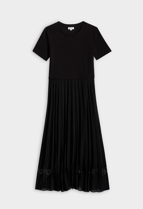 Twist black bi-material midi dress by CLAUDIE PIERLOT