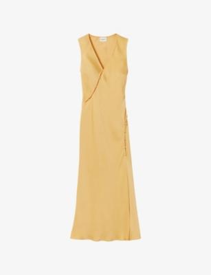 V-Neck Button-Embellished Satin Maxi Dress by CLAUDIE PIERLOT