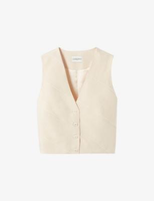 V-Neck Cropped Woven Waistcoat by CLAUDIE PIERLOT