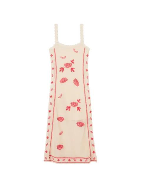 floral-embroidery knitted midi dress by CLAUDIE PIERLOT