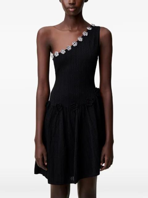 flower-appliqué one-shoulder knitted mini dress by CLAUDIE PIERLOT