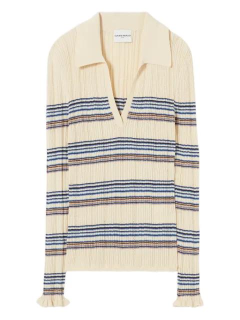striped ruffled polo top by CLAUDIE PIERLOT