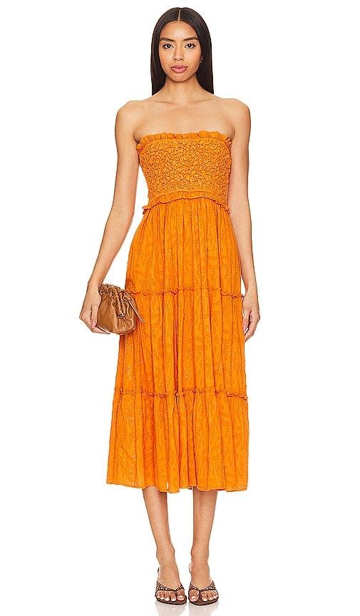 Cleobella Allegra Midi Dress in Orange by CLEOBELLA