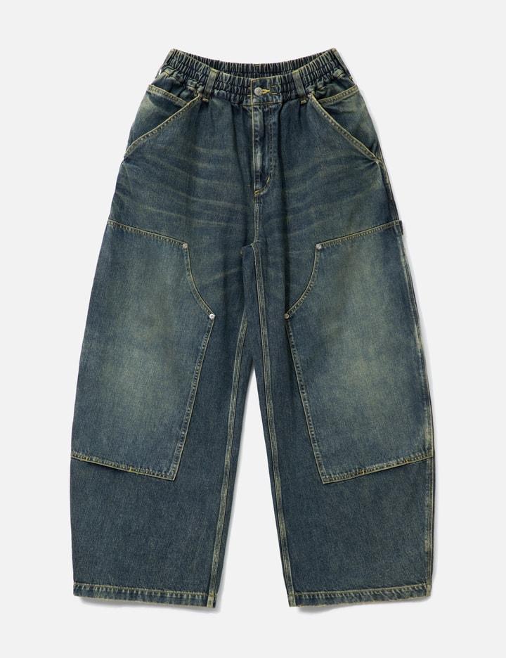 Vintage Dyed Selvedge Denim Double Knee Curved Worker Pants by CLESSTE