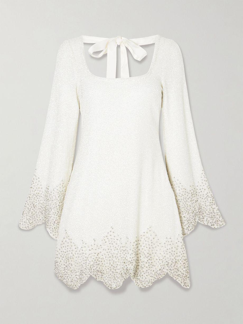 Embellished scalloped stretch-tulle mini dress by CLIO PEPPIATT
