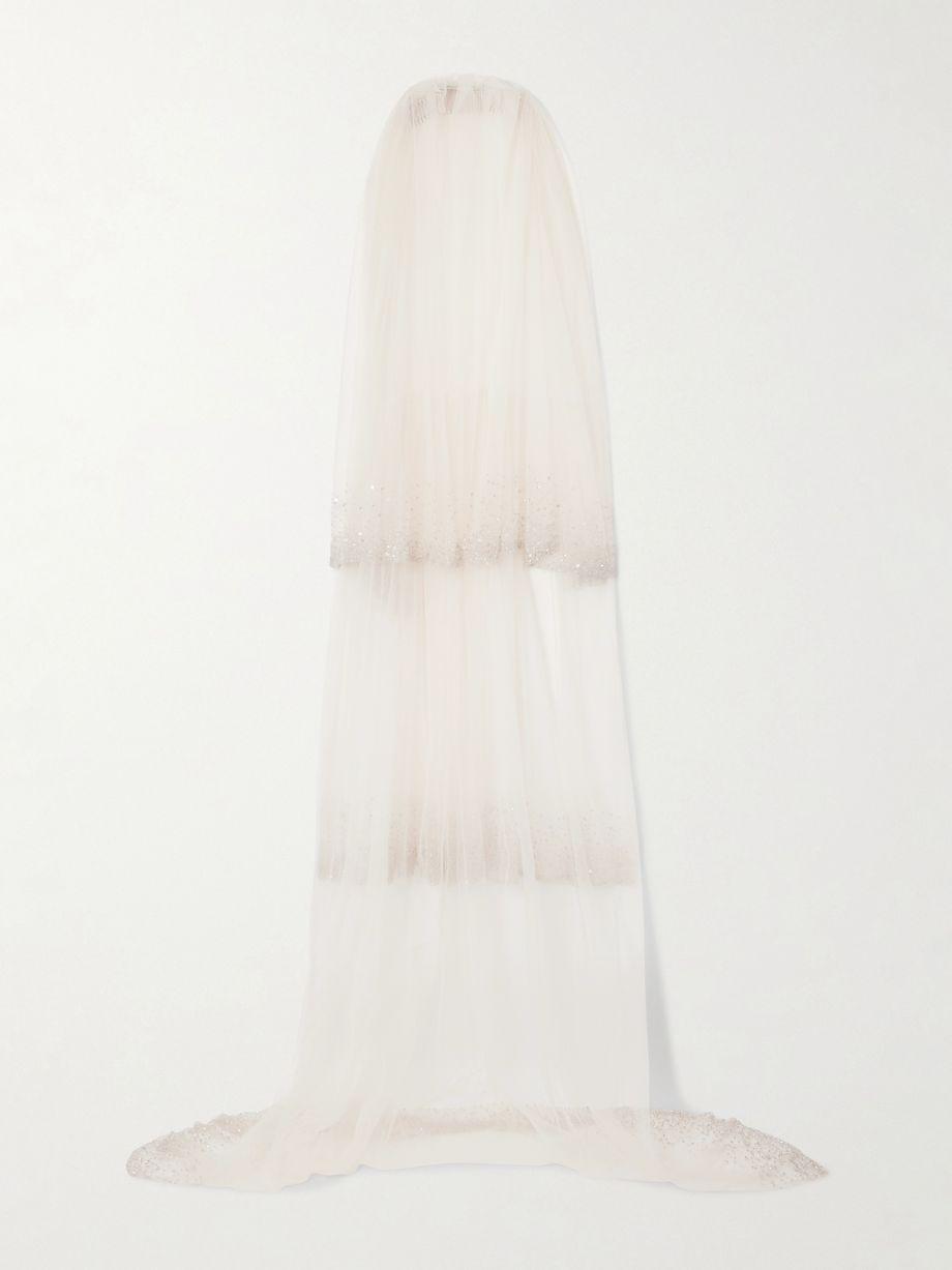 Tiered embellished tulle veil by CLIO PEPPIATT