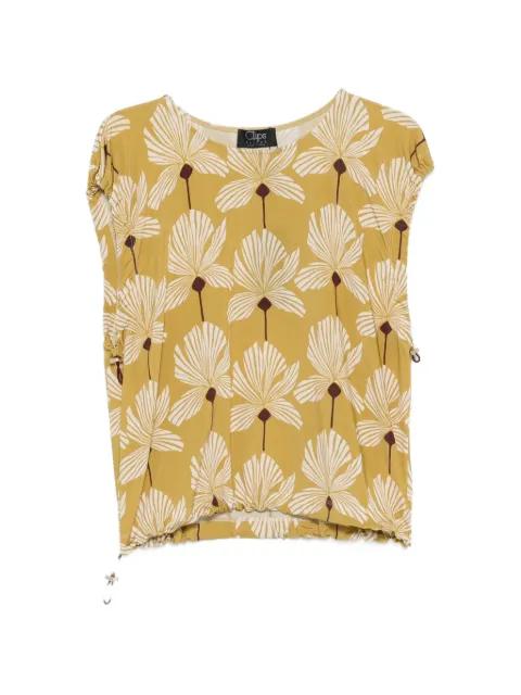 floral-print ruched top by CLIPS