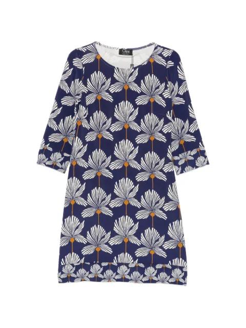 floral-print three-quarter mini sleeve dress by CLIPS