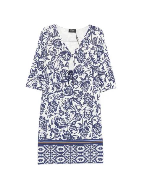 floral-print tie-front mini dress by CLIPS