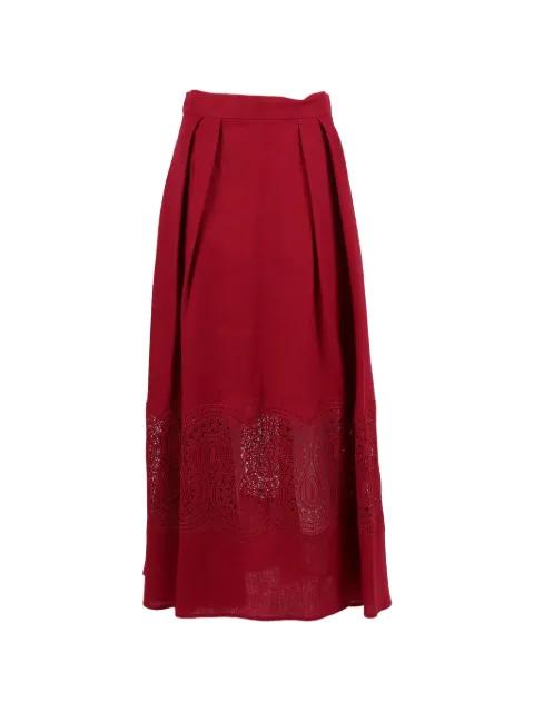 lace-trim pleated skirt by CLIPS