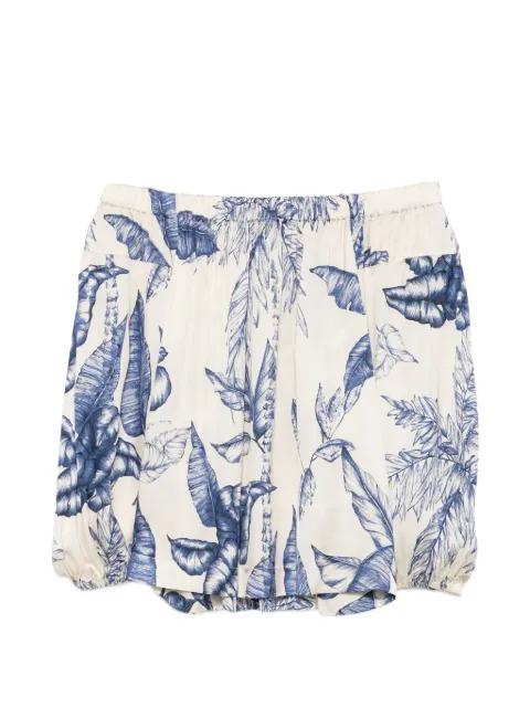 leaf-print off-shoulder top by CLIPS