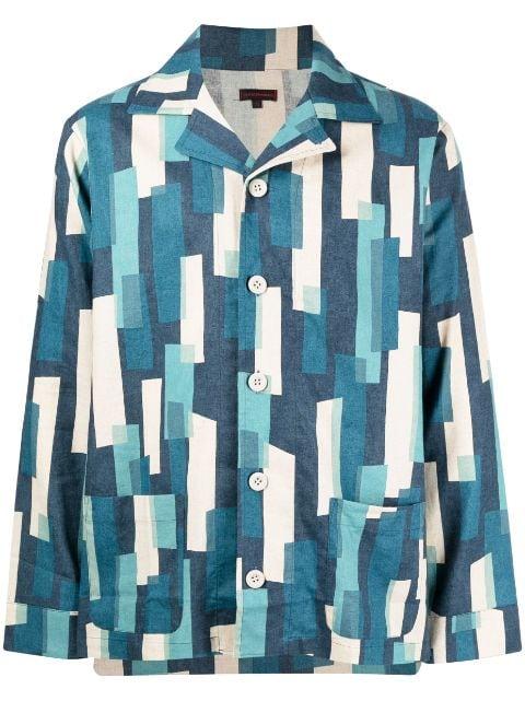 geometric-print button-up shirt by CLOT