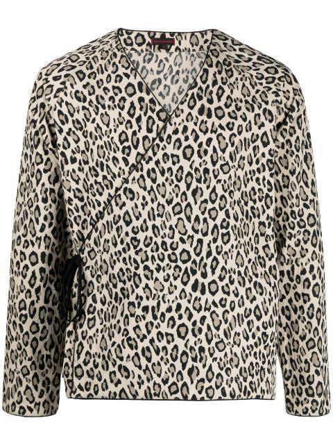 leopard-print V-neck shirt by CLOT