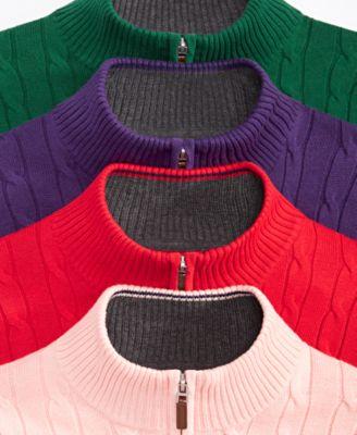 Men's Cable Knit Quarter-Zip Sweater by CLUB ROOM