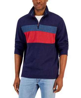 Men's Colorblocked French Rib Quarter-Zip Sweater by CLUB ROOM