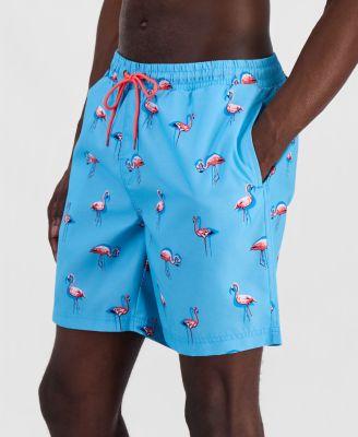 Men's Quick-Dry Performance Flamingo-Print 7" Swim Trunks by CLUB ROOM