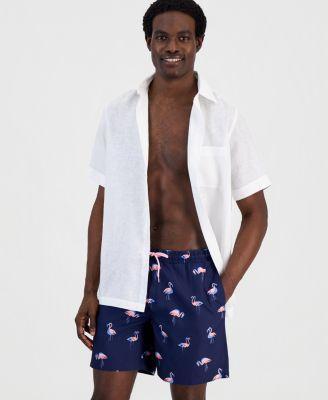 Men's Quick-Dry Performance Flamingo-Print 7" Swim Trunks by CLUB ROOM