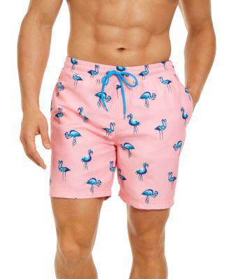 Men's Quick-Dry Performance Flamingo-Print 7" Swim Trunks by CLUB ROOM