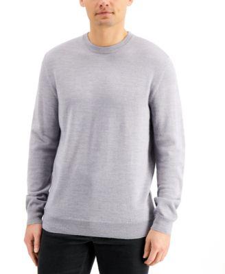 Men's Solid Crew Neck Merino Wool Blend Sweater by CLUB ROOM
