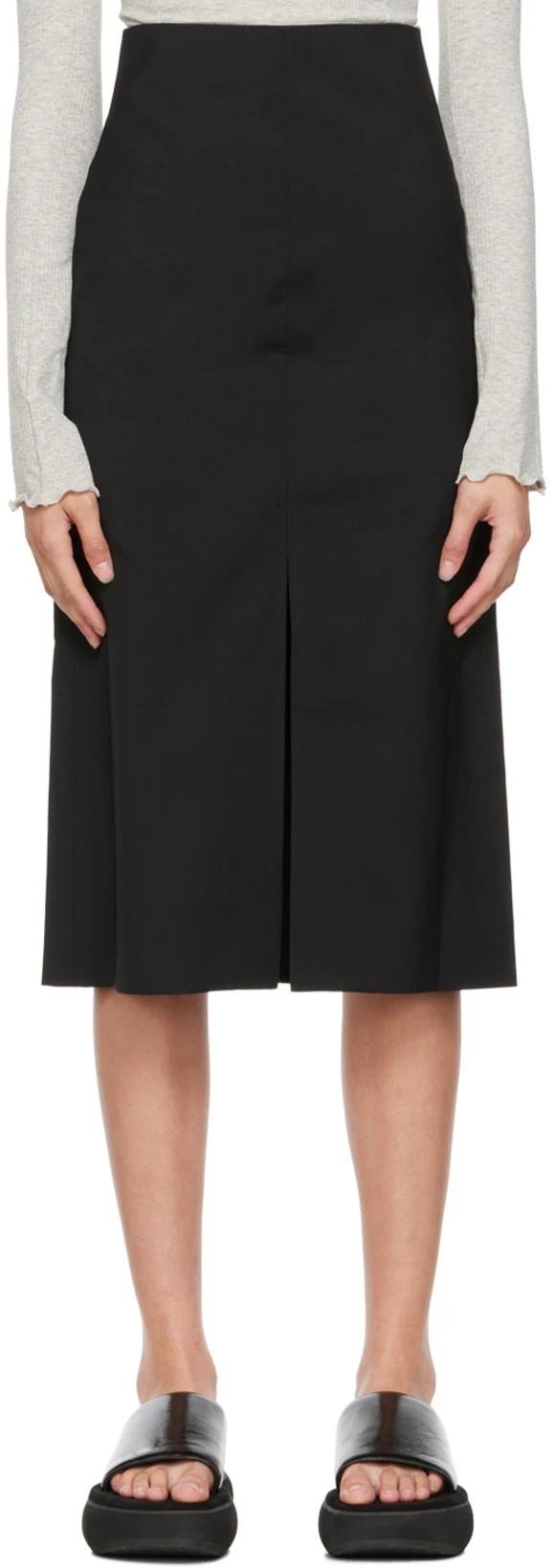 Black Tailored Midi Skirt by CO
