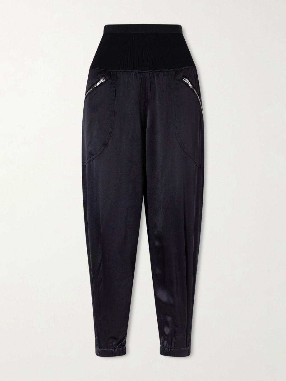 Cropped zip-detailed silk-satin tapered sweatpants by CO