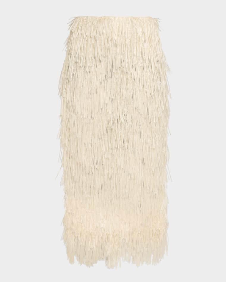 Fringe Raffia Midi Skirt by CO