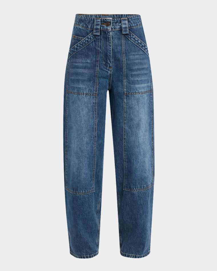 High-Rise Barrel-Leg Denim Pants by CO