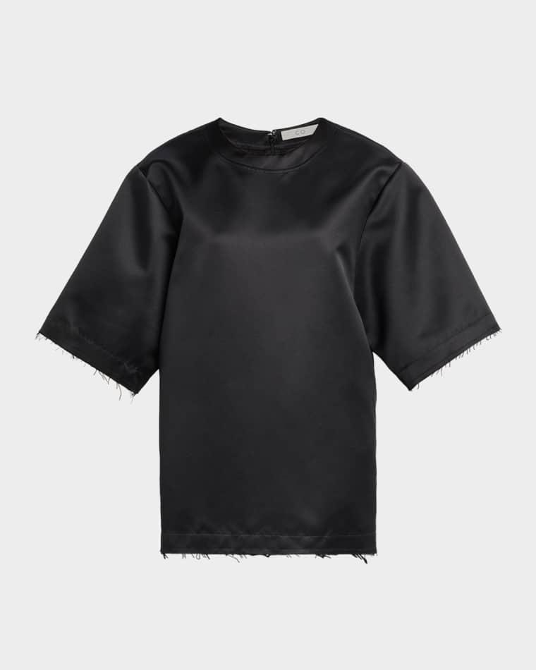 Short-Sleeve Oversized Satin Shirt by CO