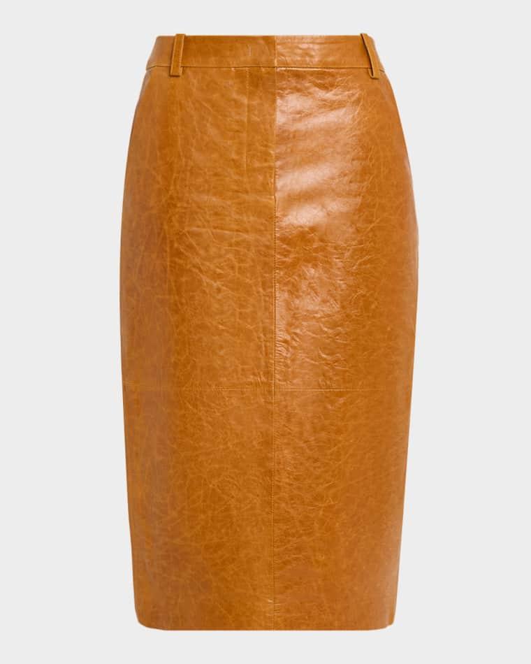 Tailored Crinkle Leather Pencil Skirt by CO