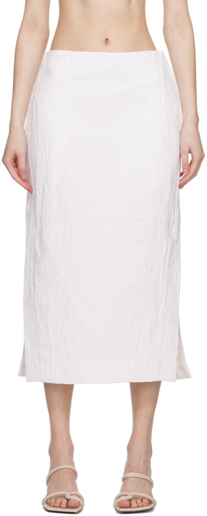 White Slit Midi Skirt by CO
